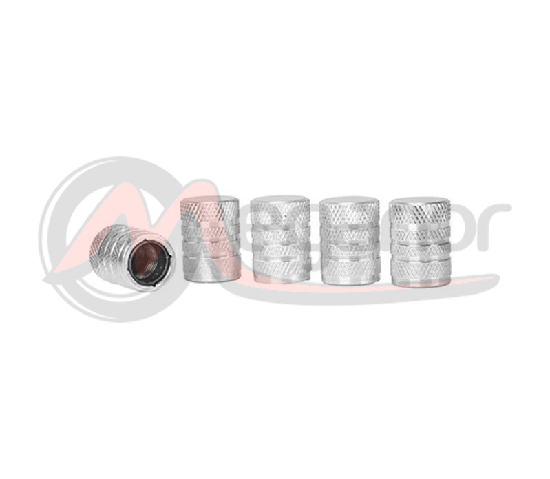 Tampas Valvulas Pneus Aluminio C/ Rosca Plastico Prata (5 Uni.)