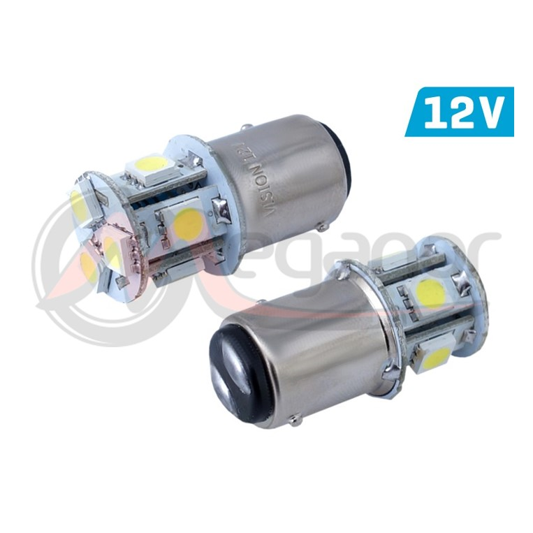 Lampadas LED P21/5W BAY15d 12V 8x 5050 SMD Branca (2 Uni)