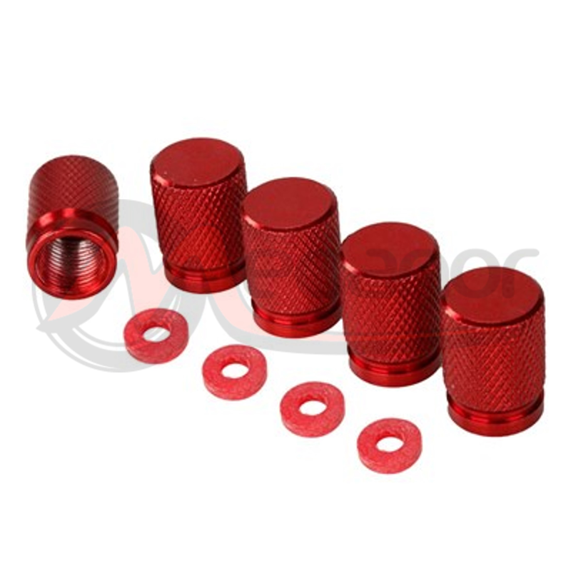 Tampas P/ Valvulas Pneus Aluminio Vermelho (5 Uni.)