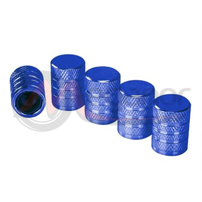 Tampas Valvulas Pneus Aluminio C/ Rosca Plastico Azul (5 Uni.)