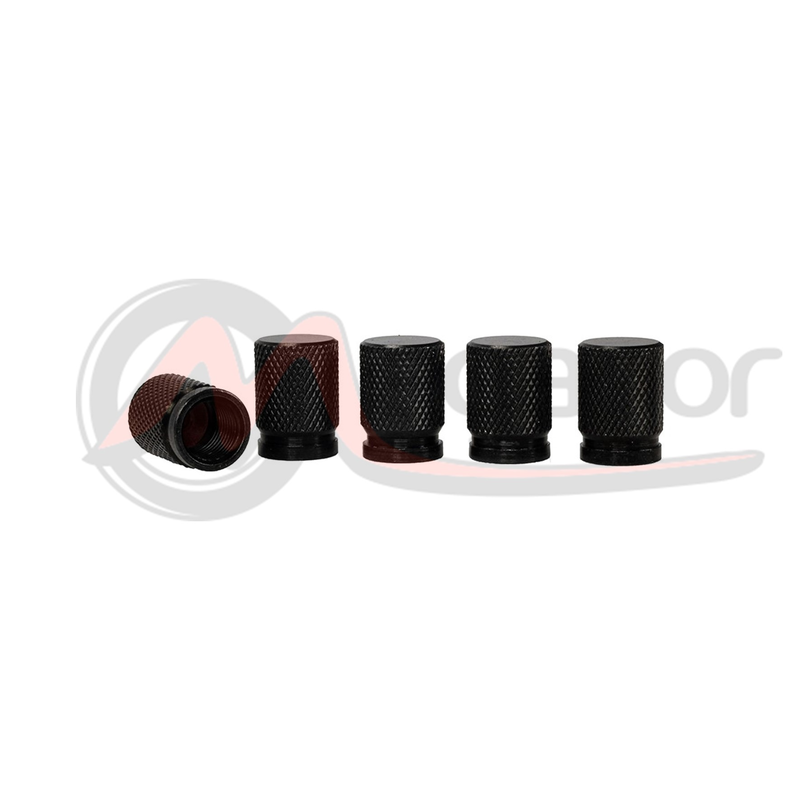 Tampas Valvulas Pneus Aluminio C/ Rosca Plastico Preto (5 Uni.)
