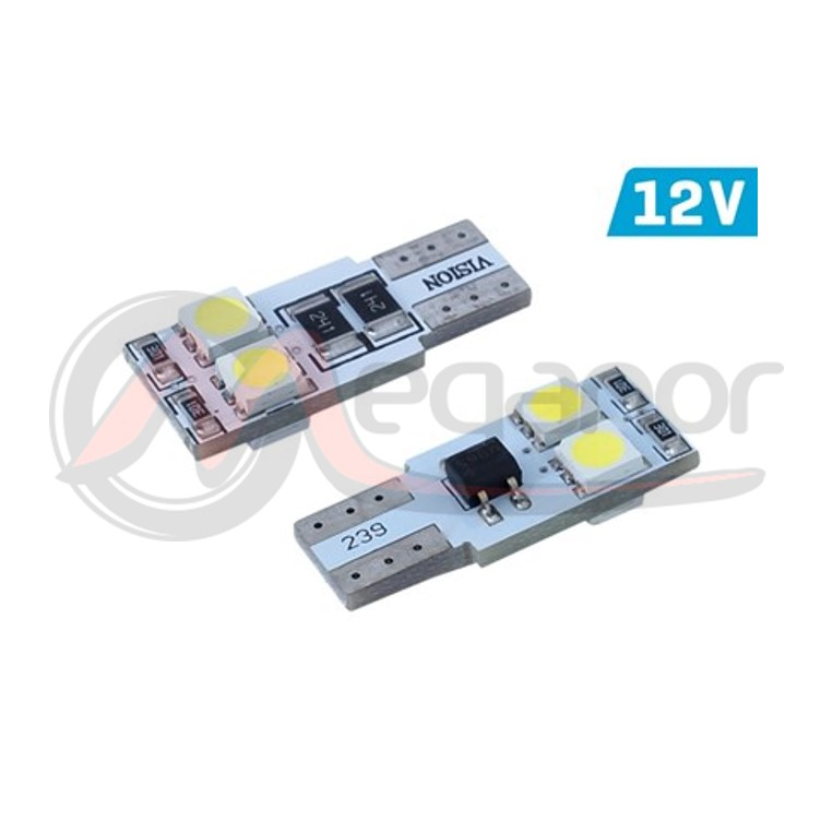 Lampadas LED CANBUS 4SMD 5050 T10 (W5W) Branco (2 Uni)