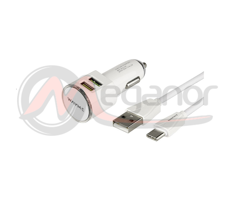 Carregador 12/24V 2xUSB 3.4A + Cabo USB-C