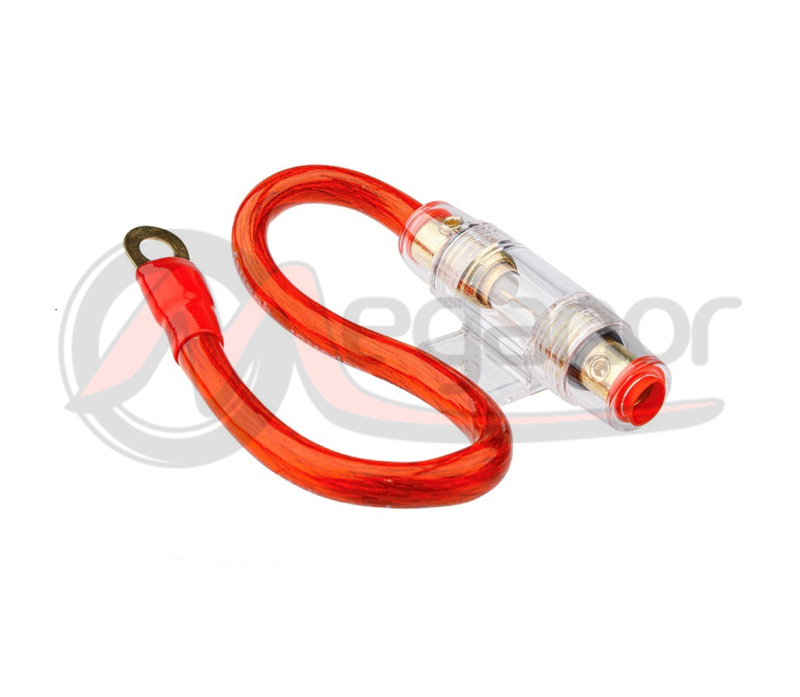 Porta Fusíveis de Vidro 60A  C/Cabo Quad. 30 cm e 20 mm