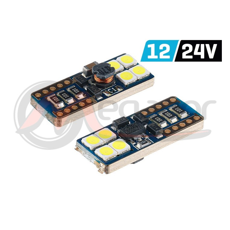 Lampadas LED CANBUS 8SMD 3030 T10 (W5W) Branco 12V/24V (2 Uni)