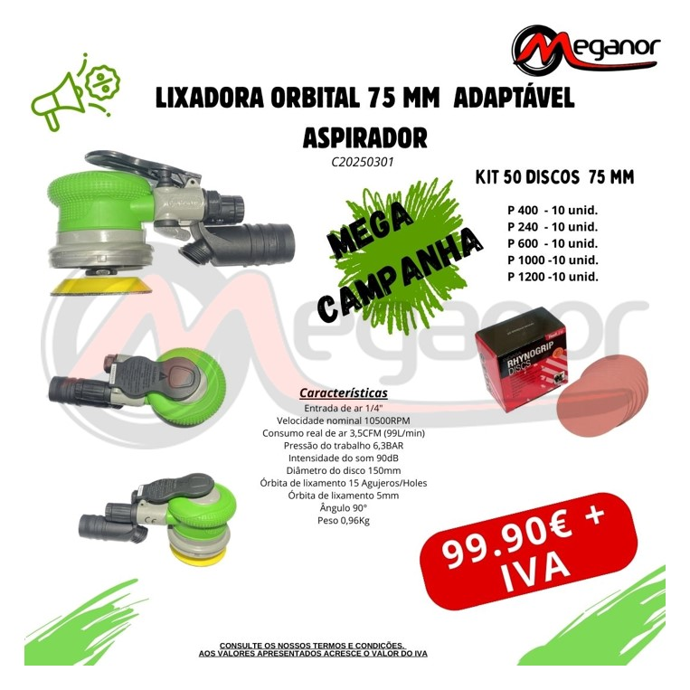 Promo Lixadora Orbital + Kit Discos 75mm